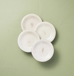 HEARTH & HAND MAGNOLIA |  6.5" Stoneware Embossed Leaf Appetizer Plate Set | 4ct